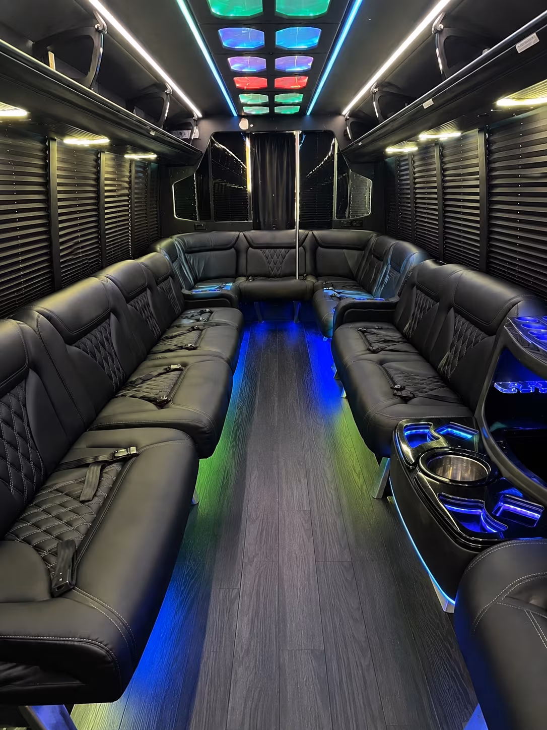 huntington beach 20 passenger party bus interior