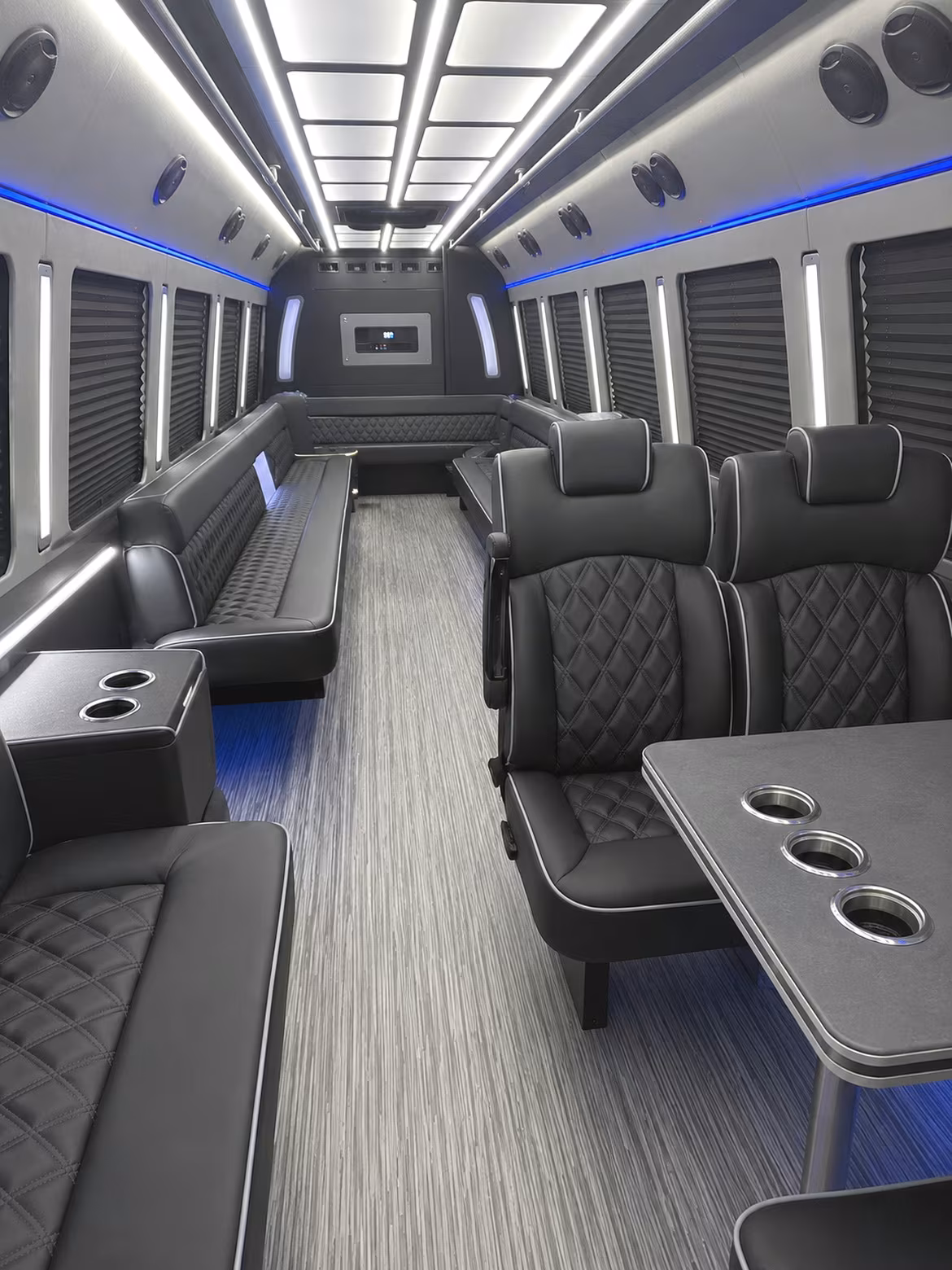 huntington beach 25 passenger party bus inside