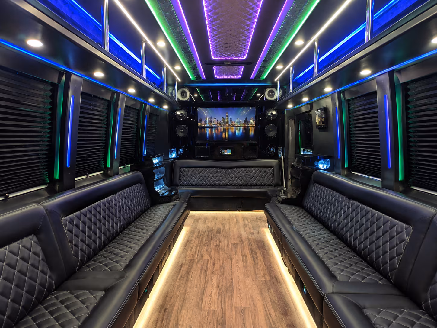 huntington beach 25 passenger party bus interior