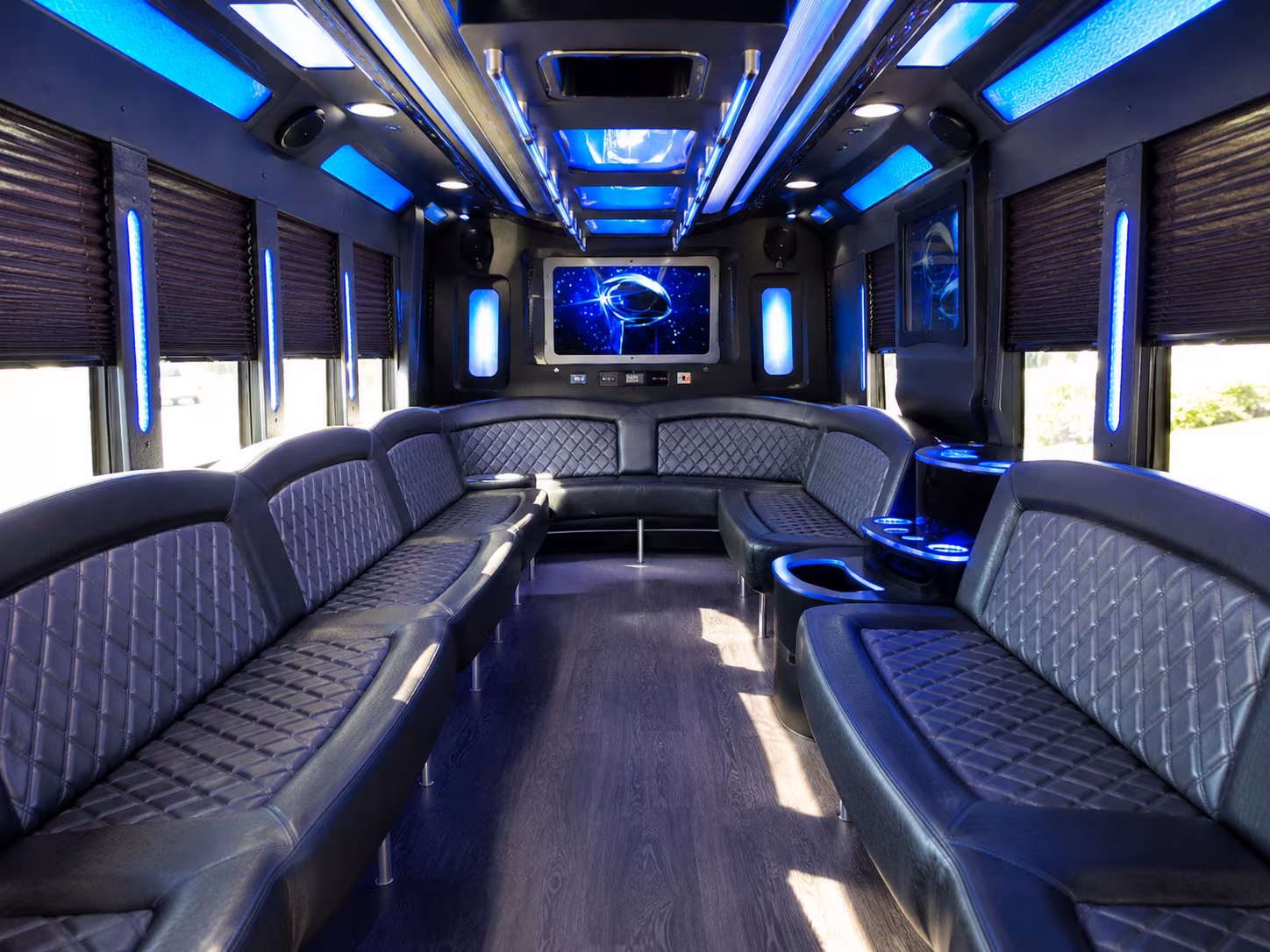 huntington beach 28 passenger party bus inside