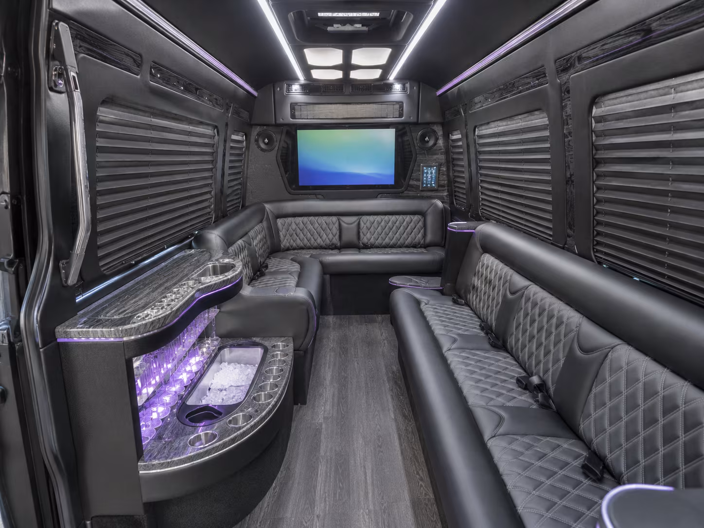 huntington beach 28 passenger party bus interior