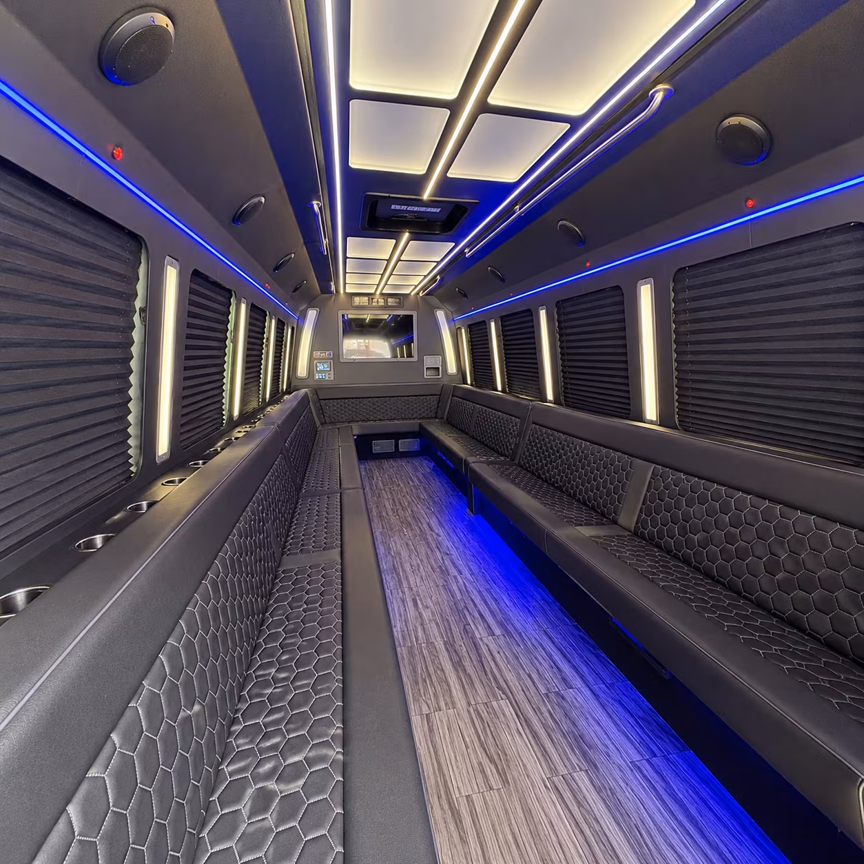 huntington beach 30 passenger party bus interior