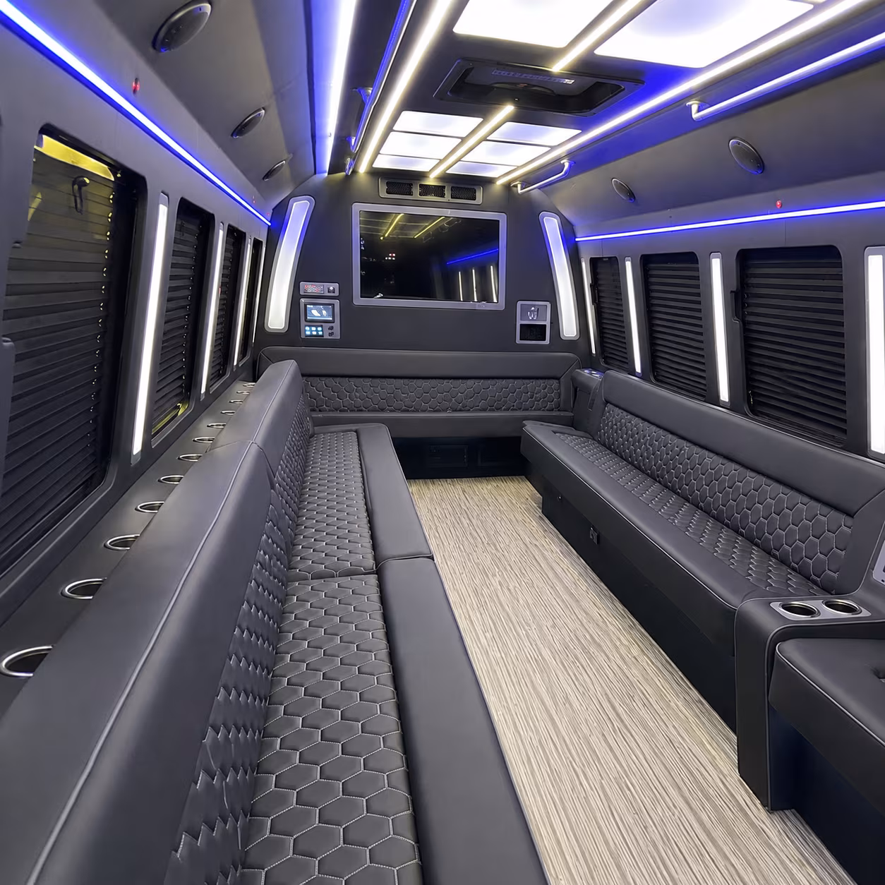 huntington beach 40 passenger party bus inside